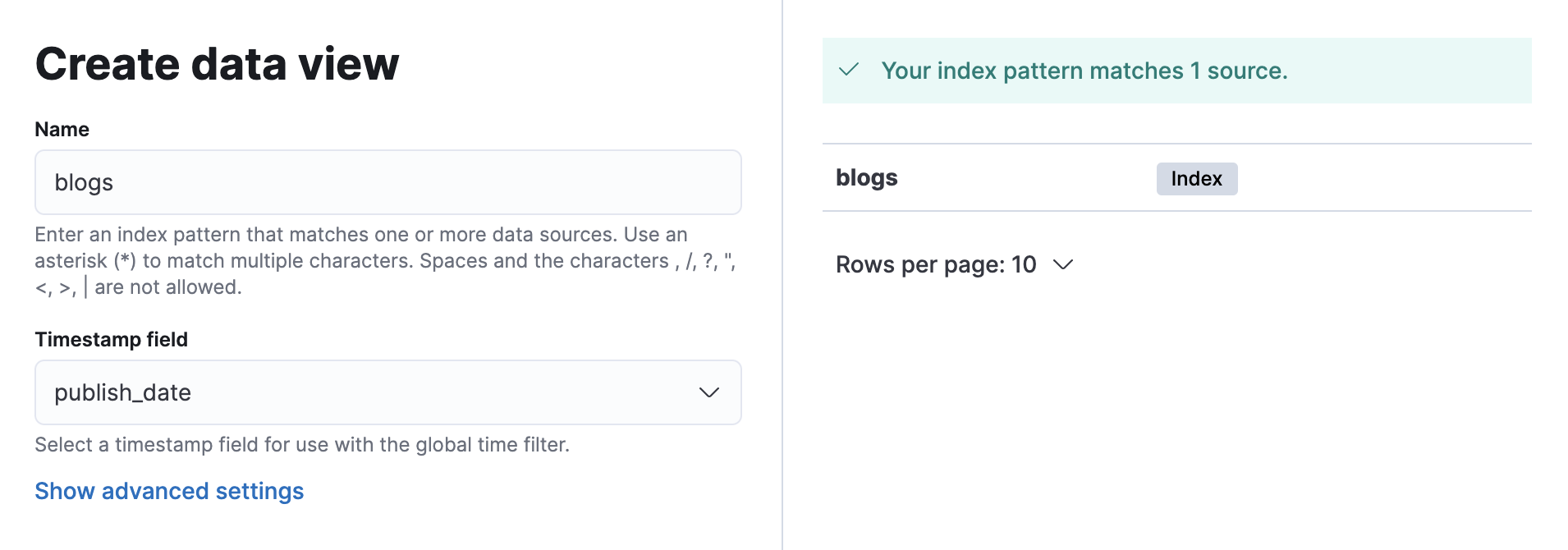 "Data view creation"